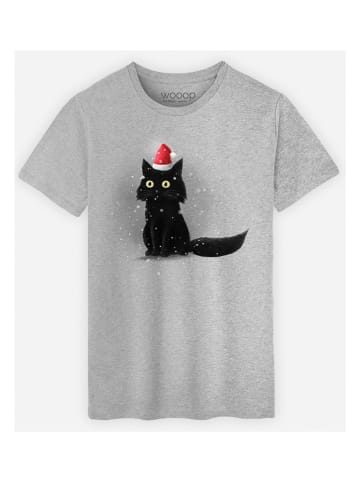 WOOOP Shirt "Christmas Cat" grijs