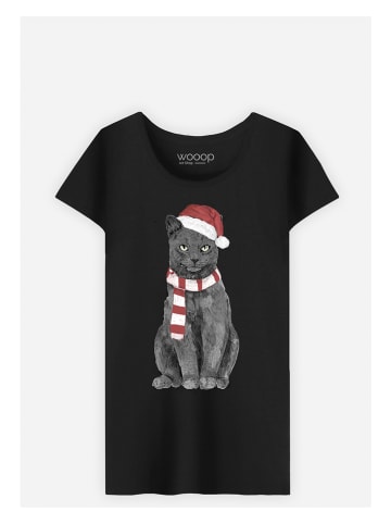 WOOOP Shirt "Xmas Cat" zwart