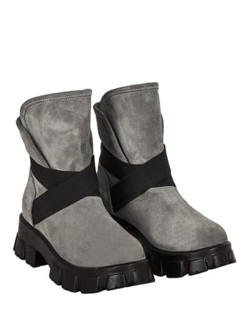 Noosy Leder-Boots in Grau/ Schwarz