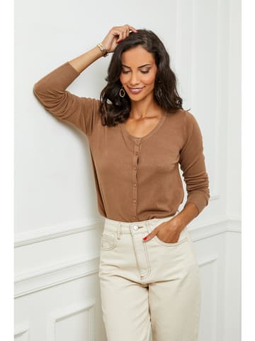 Soft Cashmere Kardigan w kolorze jasnobrązowym