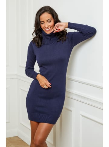 Soft Cashmere Sukienka dzianinowa w kolorze granatowym