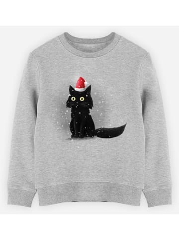 WOOOP Sweatshirt "Christmas Cat" grijs