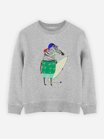WOOOP Sweatshirt "Zebra Surfer" in Grau