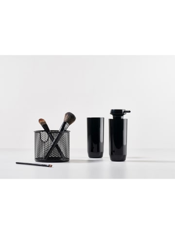 Zone Denmark 2-delige set: tandenborstelbekers "Suii" zwart - (H)14 x Ø 6,3 cm