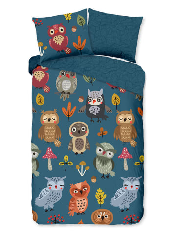 Good Morning Komplet pościeli "Owls" w kolorze niebieskim ze wzorem