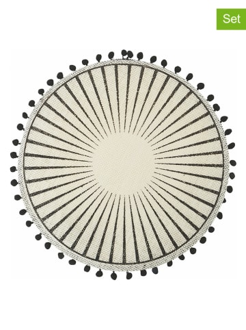 Villa d´Este 6-delige set: placemats zwart/wit  - Ø 38 cm