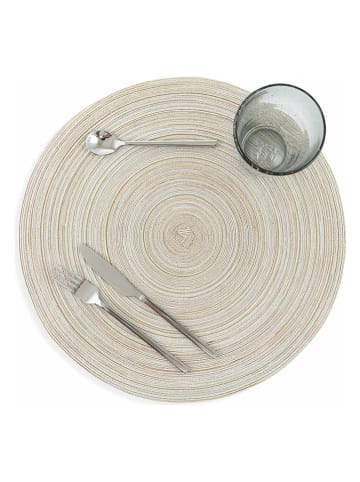 Villa d´Este 6er-Set: Tischsets "Savage" in Weiß - Ø 38 cm
