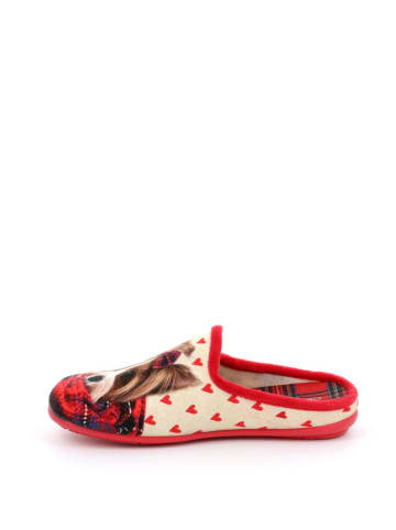 Grünland Hausschuhe in Weiß/ Rot