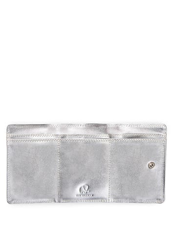 MYWALIT Skórzany portfel w kolorze srebrnym - (S)10 x (W)8 cm