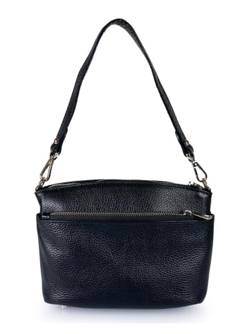 Mila Blu Leder-Schultertasche "Dafne" in Schwarz - (B)22 x (H)18 x (T)8 cm