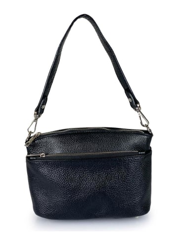 Mila Blu Leder-Schultertasche "Dafne" in Schwarz - (B)22 x (H)18 x (T)8 cm