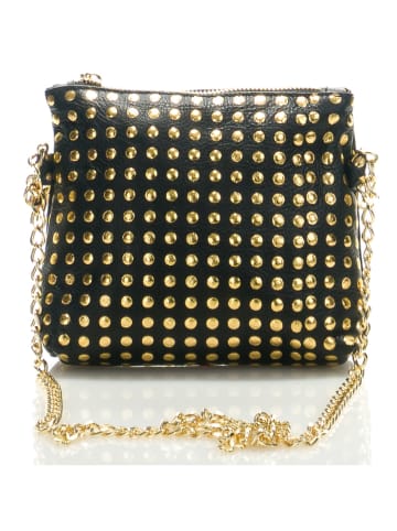 Mila Blu "Ninfea" Gold & Black Leather Clutch Bag - 20 x 22 x 2 cm