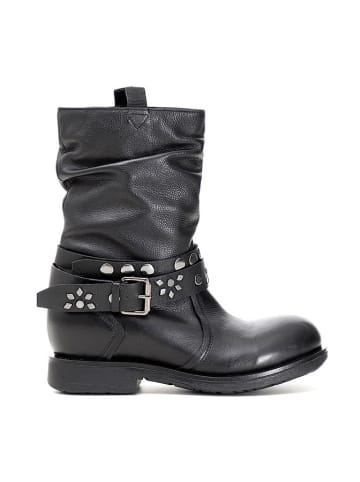 Cafe Noir Leder-Boots in Schwarz