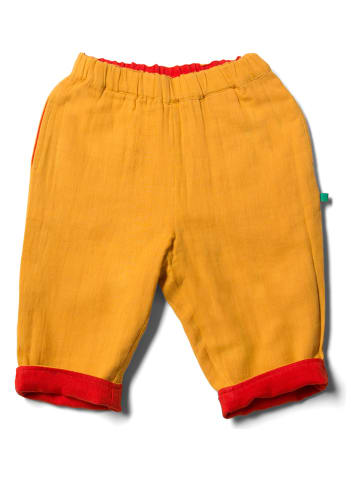 Little Green Radicals Spodnie dwustronne w kolorze musztardowo-czerwonym