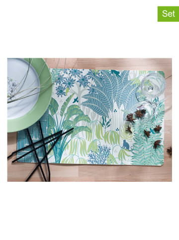 Calitex 4-delige set: placemats "Canopee" groen/blauw