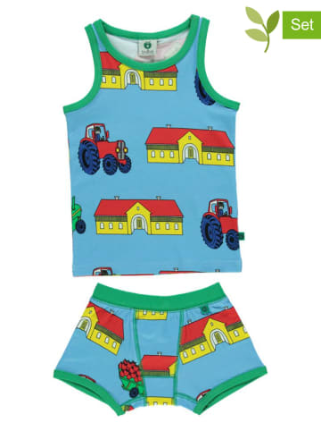 Småfolk 2-delige ondergoedset "Tractor" lichtblauw