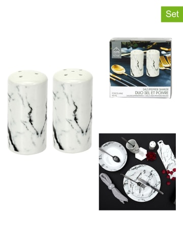 THE HOME DECO FACTORY 2-delige set: zout- & peperstrooier wit - 80 ml