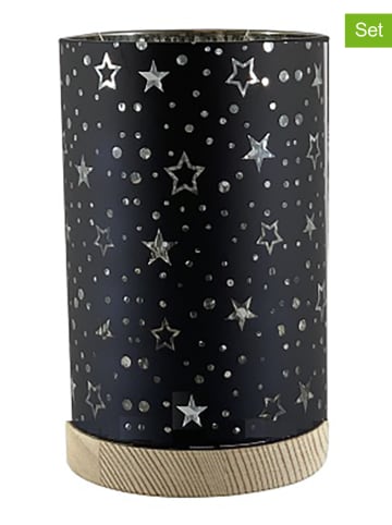STAR Trading 2-delige set: ledwindlichten "Star-Light" zwart - (H)15 x Ø 9 cm