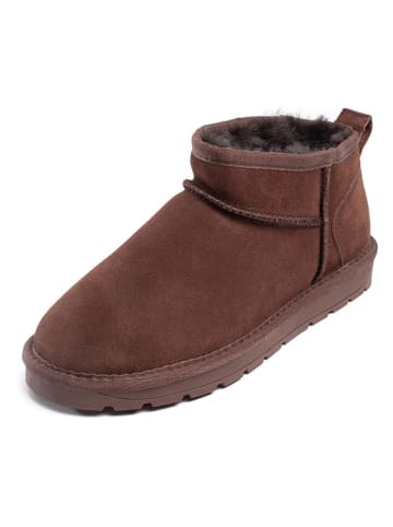 NICEBAY Leren winterboots "Mina" donkerbruin