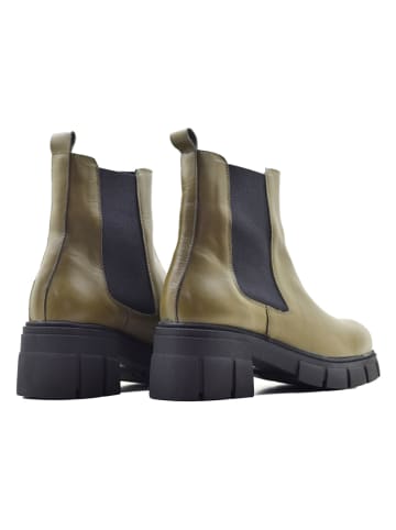 Bluegenex Leder-Chelsea-Boots in Khaki