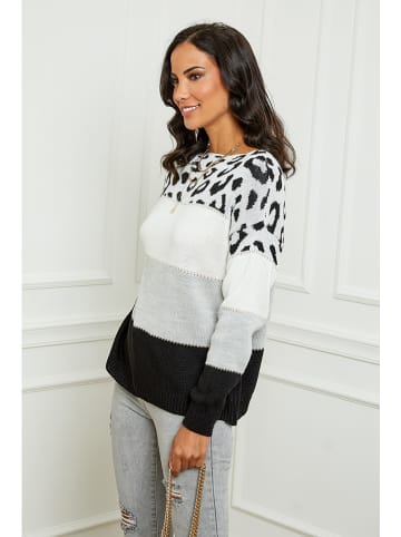 L'armoire de Suzette Pullover in Hellgrau/ Schwarz