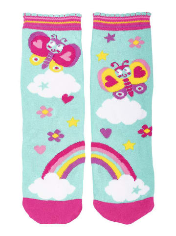 moses. Zaubersocken "Schmetterling" in Hellblau/ Pink