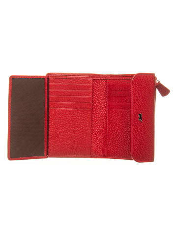 Braun Büffel Leder-Geldbörse in Rot - (B)14 x (H)10 x (T)2,5 cm