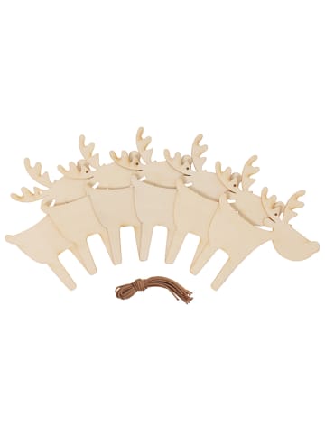 SUNNYSUE Houten hangers "Rendier Rudi" - 6 stuks