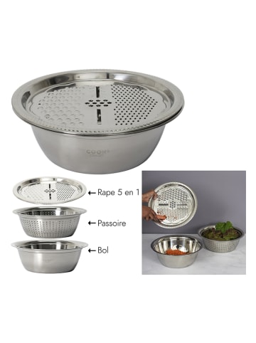 COOK CONCEPT Miska w kolorze srebrnym z sitkiem i tarką - 3,6 l
