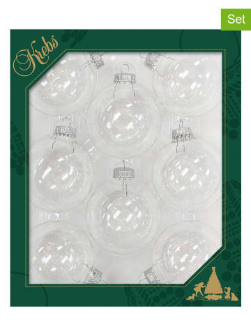 Krebs Glas Lauscha Kerstballen transparant - 8 stuks - Ø 7 cm