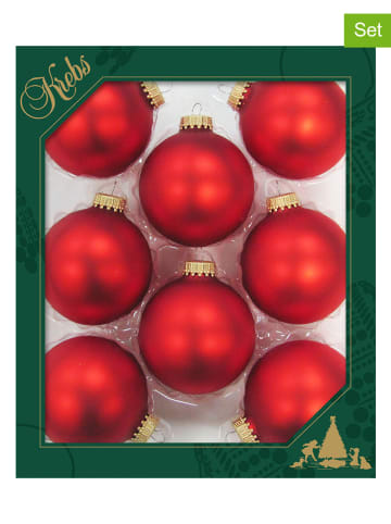 Krebs Glas Lauscha Christbaumkugeln in Rot - 8 Stück - Ø 7 cm
