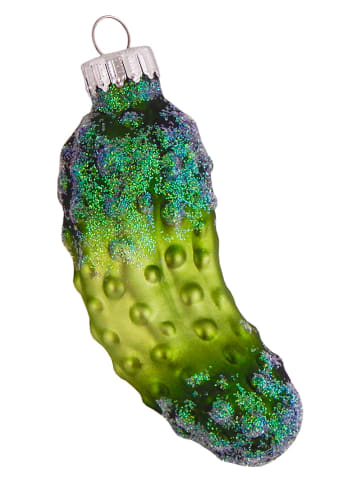 Krebs Glas Lauscha Kerstboomversiering "Kerstkomkommer" groen - (L)7 cm