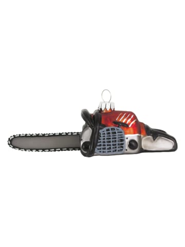 Krebs Glas Lauscha Christbaumornament "Kettensäge" in Rot/ Schwarz - (B)14 cm