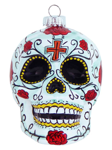 Krebs Glas Lauscha Kerstboomversiering "Skull" lichtblauw/meerkleurig - (L)10 cm