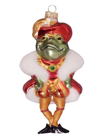 Krebs Glas Lauscha Kerstboomversiering "Kikkerprins" goudkleurig/groen/rood - (L)9 cm
