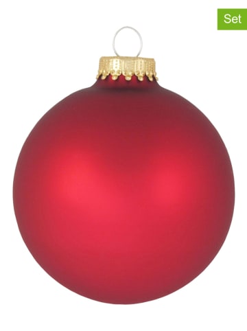 Krebs Glas Lauscha Kerstballen rood - 4 stuks - Ø 8 cm