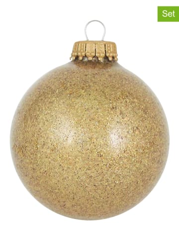 Krebs Glas Lauscha Christbaumkugeln in Gold - 6 Stück