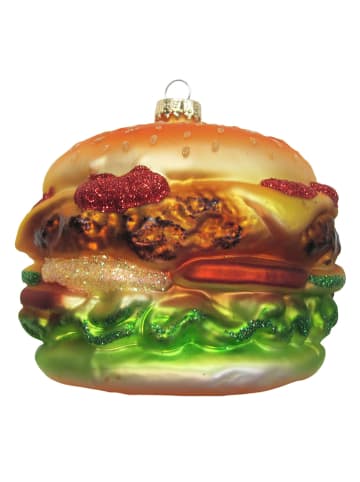 Krebs Glas Lauscha Christbaumornament "Hamburger" in Bunt - (B)9 cm