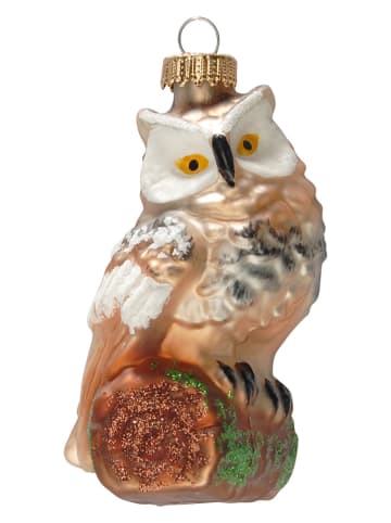 Krebs Glas Lauscha Kerstboomversiering "Kleine uil op boomstam" meerkleurig - (L)8 cm