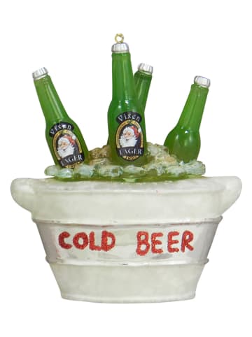 Krebs Glas Lauscha Ozdoba choinkowa w kolorze biało-zielonym - 9 cm