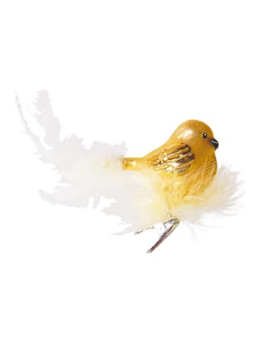 Krebs Glas Lauscha Christbaumornament "Glasvogel" in Gold - (B)15 cm