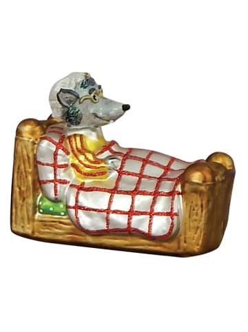 Krebs Glas Lauscha Christbaumornament "Wolf im Bett der Großmutter" in Bunt - (B)10 cm