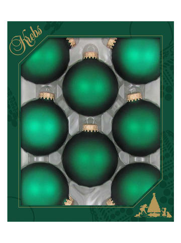 Krebs Glas Lauscha Christbaumkugeln in Grün - 8 Stück
