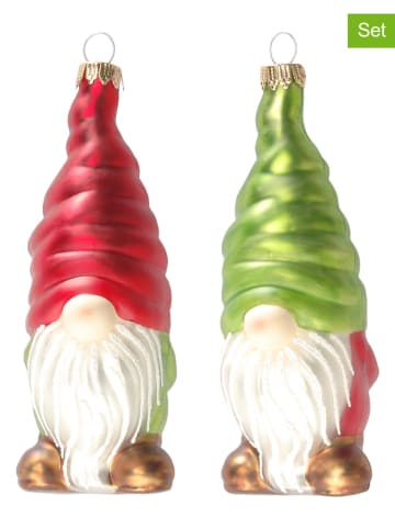 Krebs Glas Lauscha Bombki (2 szt.) w kolorze zielono-czerwonym - (D)10 cm