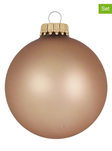 Krebs Glas Lauscha Kerstballen lichtbruin - 8 stuks - Ø 7 cm