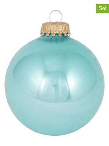 Krebs Glas Lauscha Kerstballen turquoise - 8 stuks