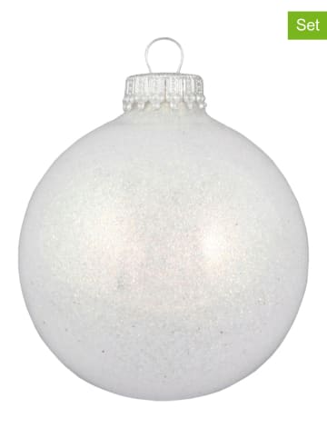 Krebs Glas Lauscha Christbaumkugeln in Weiß - 6 Stück - Ø 7 cm