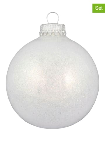 Krebs Glas Lauscha Kerstballen wit - 6 stuks - Ø 7 cm