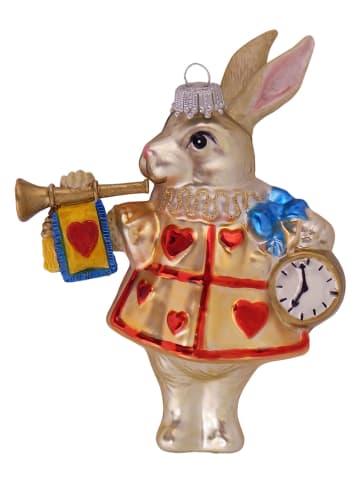 Krebs Glas Lauscha Christbaumornament "Kaninchen von Alice im Wunderland" in Bunt - (L)14 cm