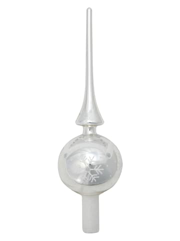 Krebs Glas Lauscha Baumspitze "Designer" in Silber - (L)28 cm